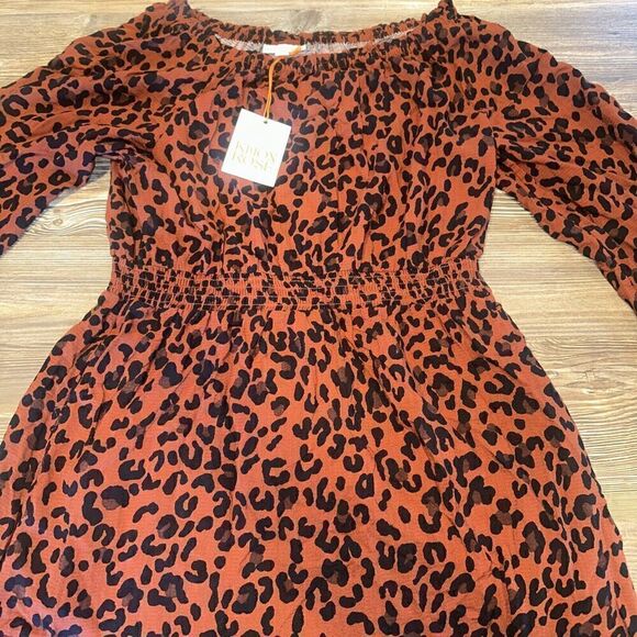Women's Long Sleeve Smocked A-Line Dress - Knox Rose Leopard Print Medium. Y - Picture 1 of 6